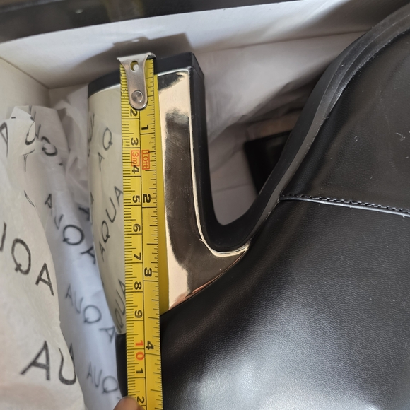 Aqua Black Heeled Boots with Metallic Accent - Picture 5 of 5